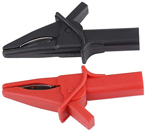 2 Pezzi Clip a Coccodrillo, Pinze a Coccodrillo Clip a Coccodrillo Isolate Clip a Coccodrillo Grandi per Oscilloscopio (Rosso + Nero)