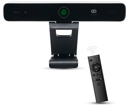 Boom Mezzo 4K AI Auto-Framing Videocamera per conferenze, 115° Ultra Wide ePTZ Video Bar con doppio microfono, USB 3.0 Plug-and-Play, Zoom Certified Huddle Room Webcam per Teams/Meet/Zoom