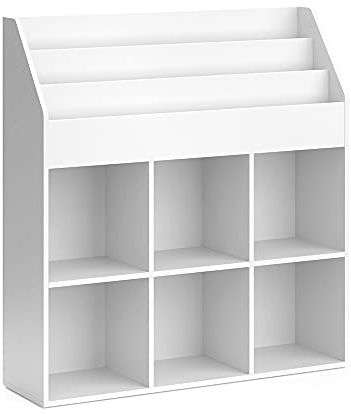 Vicco Kinderregal Weiß Luigi - 107x114x31 cm gefertigt aus Spanplatte - Bücherregal für Kinder, kompakte Organisation für Spielzeug und Bücher