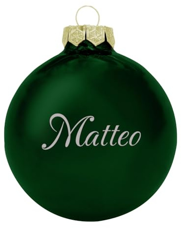 Deitert Weihnachtskugel mit Wunschtext Gravur, Ø 8cm, personalisierte Christbaumkugel aus Glas (glänzend), Individueller Weihnachtsbaumschmuck Namen oder Spruch, Wunschtext, grün