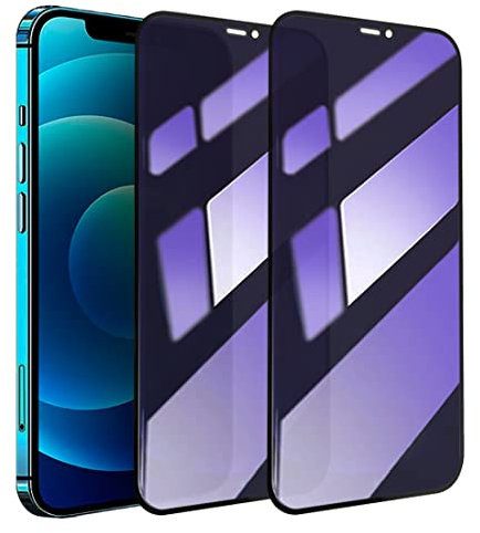 SOOPUR 2 Pack Compatible with iPhone 12/iPhone 12 Pro Privacy Screen Protector, Anti-Spy Anti-Blue Light Eye Protection Tempered Glass Film, Scratch Resistant, Full Coverage, Case Friendly