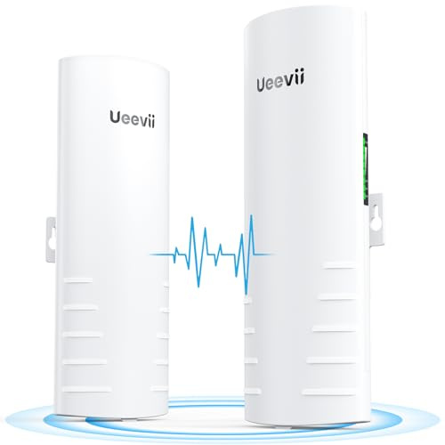 Puente inalámbrico Gigabit punto a punto, UeeVii CPE830 5.8G 1Gbps WiFi CPE para exteriores con antena de alta ganancia de 16dBi, largo alcance de hasta 3 km, Plug and Play, potencia PoE de 24 V, IP65
