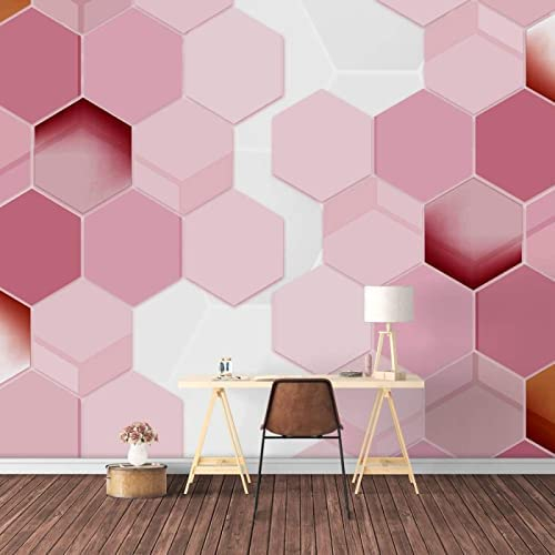 3D-Wandtapete Für Mädchen-Schlafzimmer Rosa Polygonales Muster Tapete Wandbild 3D Abziehen Und Aufkleben Selbstklebender Wandaufkleber Kinderzimmer Jungenzimmer Dekorier 140 (Breite) x 70 (Höhe) cm