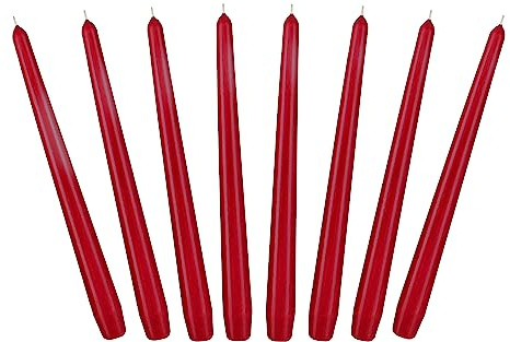 BRUBAKER 24 cm Spitzkerzen für Kerzenständer und Kerzenhalter - 8 Stück | Lange, tropffreie Deko Kerzen mit langer Brenndauer - Leuchterkerzen Set Dunkelrot