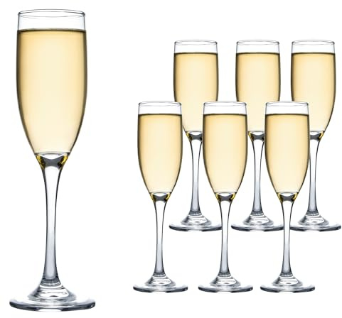 UMEIED 6 Oz Classic Champagne Flutes Set of 6, Long Stemmed Crystal Clear Champagne Glasses, Sparkling Wine Glasses for Home Party Wedding Birthday Housewarming Gifts