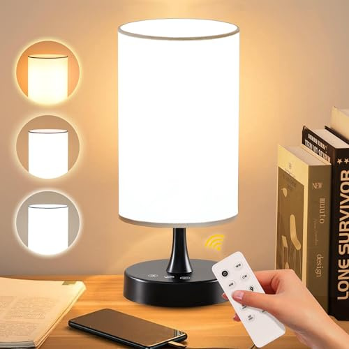 Caromolly Light Therapy Lamp, 10000 Lux Light with Remote Control, 3 Color Temperature & 4 Brightness Level & Timer, Daylight Lamp for Home, Office, Decoration(Black Base White Shade)
