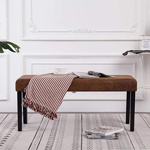 GuyAna Sitzbank 106 cm Bank Flur Garderobe Bank Flurbank Sitzbank Schlafzimmer Hockerbank Braun Wildleder-Optik
