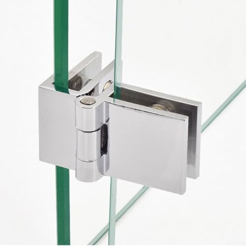 2PCS Glass Door Hinge Clamp, Bathroom Shower Glass Door Hinges, Zinc Alloy Glass Single Clamp Hinge for Bathroom Kitchen Cabinet(90 Degrees)