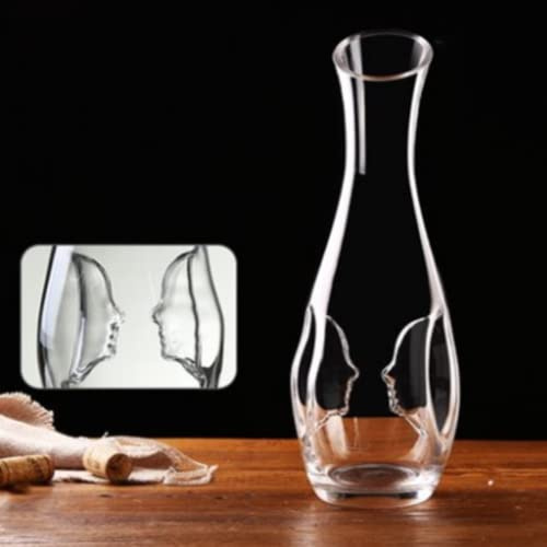 Décanteur à vin, aérateur de vin - 100 % soufflé à la main en verre cristal sans plomb Carafe à vin rouge cadeau pour les amateurs de vin (couleur : visage de couple)