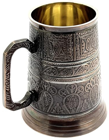 Morocmart Bierkrug aus Kupfer, antiker Trinkbecher und Krug, 500 ml (Stil 1)