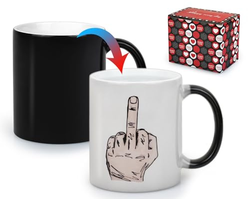 DS. DISTINCTIVE STYLE Tasse magique à changement de couleur pour sublimation en céramique avec doigt d'honneur 320 ml pour anniversaire, cadeau de Noël, 61957150815THOZACC