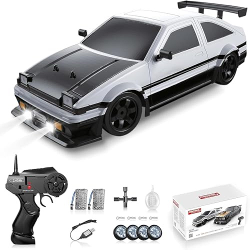 Hylukon 1:16 Scale 2.4G RC Drift Car with LED Lights and Spray Function - High Speed 4WD Racing Car for Adults and Teens