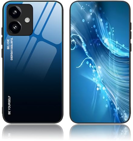 BORYA Funda para Motorola Moto G14 4G, Ultradelgado Antigolpes Suave Silicona TPU Bumper Carcasa, Vidrio Templado Estuche, Elegante Gradiente Caso, Azul Gradiente