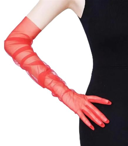 Party Handschuhe,Handschuhe,Brautsachen Transparente Tüllhandschuhe, Brauthandschuhe, Hochzeitshandschuhe, Ellenbogenlang, Vollfinger, DIY-Fotoshooting, Brauthandschuhe, Damen, Festzug, Abschlussball(