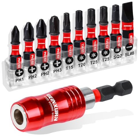 Geinxurn 2.5Inches Impact Screwdriver Bit Holders with 10Pcs Screwdriver Bit,Strong Magnetic Extension Quick-Change Socket Drill Bit Holder Quick Release Drill Bit Guide