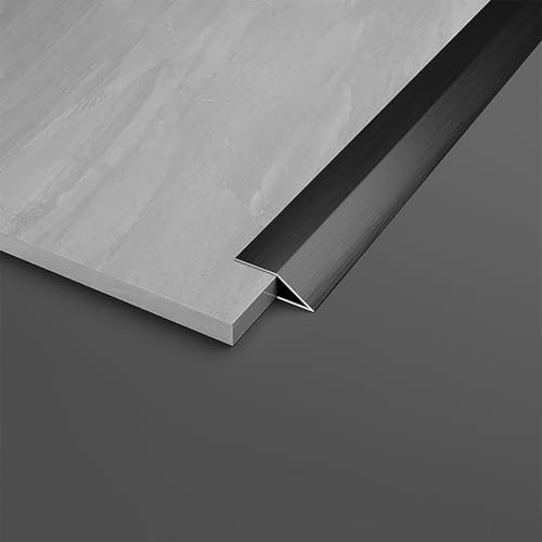 Raouoae Boden Übergangsleiste Übergang Leiste 100cm*2 Holz-zu-Fliesen Übergangsprofil Höhenausgleich 1cm/1.2cm/1.5cm/1.8cm Aluminium Bodenleiste Abdeckleiste(Schwarz,Breite: 15 mm)
