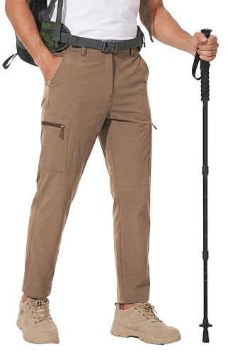 NATUVENIX Pantalones de senderismo para hombre, pantalones de trekking ligeros para hombre, pantalones cargo ligeros, pantalones tácticos de verano, pantalones de trabajo, elásticos, Color caqui