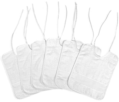 Set mit 6 weißen Lätzchen aus reiner Baumwolle, Aida-Stoff zum Besticken, doppelseitig, 25 x 35 cm, hohe Widerstandsfähigkeit, Made in Italy (Verschluss mit Schnürsenkeln)