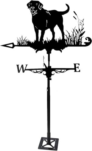 TIECHUINIUB Retro-Windfahne aus Metall, Dackel im Gras, Wetterfahne für Gartenpfahl, Hofdach, einfache Montage, Hofanzeige, Windrichtungsmesswerkzeug