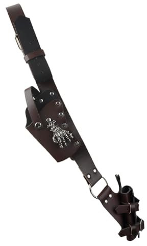 FHUILIJH Retro Leder Single Gun Holder Revolver Gürtel Holster Pirat Steinschloss Holster Mittelalter Cosplay Pistole Holster für Männer Frauen,Braun,40cm