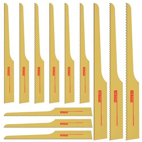 12PCS Sägeblatt Druckluftsäge, 14T 18T 32T Karosserie-Sägeblätter Bimetall Karosseriesäge Druckluft Luftsägeblatt Ersatz zum Schneiden von Eisen Aluminium Stahl Plastik Holz