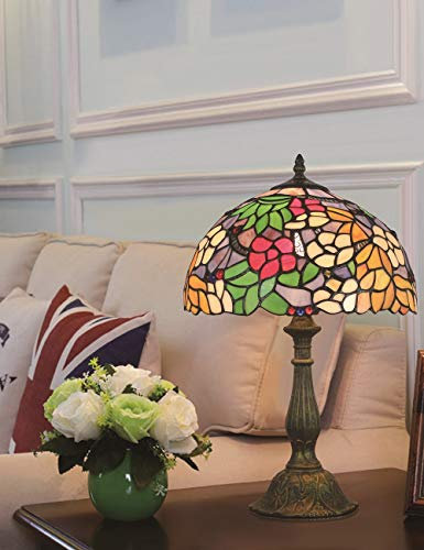 Faucet 12-Inch Pastoral Stained Glass Coloured Floral Table Lamp Bedside Lamp water-tap
