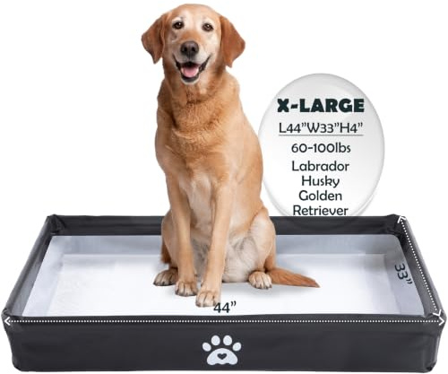 MEEXPAWS Riesen Hundetoilette faltbar, Extra große PIPI Pad Halterung mit hohem Rand (110x83 cm), wasserdichte Unterlage für große Hunde, leicht reinigbar (Hundeklo Indoor, Seniorhunde
