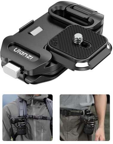 ULANZI Clip de sangle pour sac à dos d'appareil photo, avec système de déverrouillage rapide, compatible avec plaques UKA-QR, pour Sony, Nikon, Fuji, support pour caméra d'action DSLR, supporte