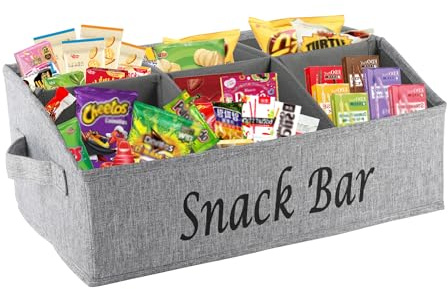 Snack Organizer Stoff 6 Fächer Grau Faltbar Snackbox Aufbewahrung mit Griff