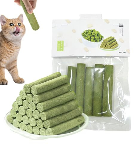 Generisch Gefriergetrocknetes Katzengras, Katzengras-Leckereien,Grasstäbchen zum Zahnen von Katzen im Innenbereich | Kaustäbchen zur Haarballenentfernung, gefriergetrocknete Katzensnacks zum Zahnen