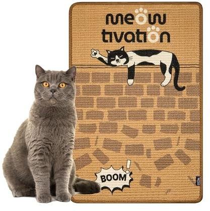 Alfombrilla rascadora para Gatos - Alfombra de sisal Natural diseño Muro de Berlín, Resistente y Multifuncional, tapete y Mueble rascador Robusto para Gatos