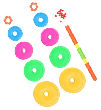 ibasenice Juego de Pesas Ajustables para Niños Barra, Rellenable Agua o Arena, Diseño Divertido de Abs para Gimnasio en Casa y Juego de Imitación