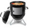 kisidus Barbacoa de carbón vegetal con tapa, barril de ahumado, parrilla esférica con salida de aire regulable y termómetro, ahumador de agua, parrilla para ahumar, barbacoa de camping con bandeja