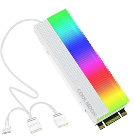 CRGANGZY 5V 3PIN ARGB Solid State Disk Radiator Dual Interface M.2 2280 SSD Heatsink Cooler Hard Disk Heat Sink with Thermal Pad for 2280 M.2 SSD