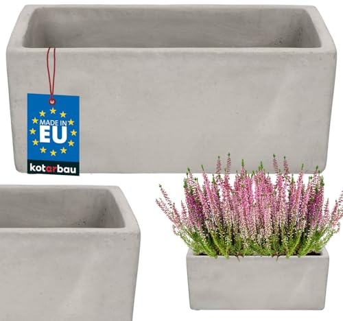 KOTARBAU® Blumenkasten Hochbeet Balkon 22 x 12 x 9 cm Keramik Grau Rechteckig Balkon Blumentopf Balkonkasten Pflanzkasten Kräutertopf Blumenkasten Fensterbank Pflanzkübel