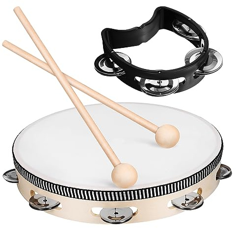 HEATSHAKING Tamburin Für Erwachsene Handtrommel Mit Schlägel Musical Instrument Holz Trommelstock Klarer Klang Geeignet Für Anfänger Und Profis