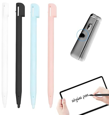 4 Pièces Stylet DS,Stylet 3DS,Stylets Tactiles pour NDS, 3DS Lite, DSL, NDSL,Accessoires de Jeu Précis et Durables en 4 Couleurs (Noir, Blanc, Rose, Bleu) pour Une Expérience de Jeu Personnalisée