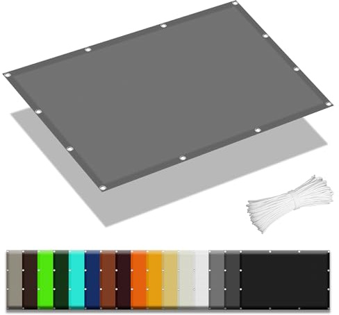 Tenda da Sole per Esterno a Caduta 1.3 x 5.5 m Protezione Solare Raggi UV Copertura Antipolvere con Fune Occhiellato Protezione UV per Esterno per Giardino, Balcone, Grigio Chiaro