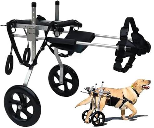 Aluminium-Rollstuhl für große Hunde, Rollstuhl für große Haustiere, 2 verstellbare Hinterbeine, Hundeverschieber für Hinterbeine, geeignet für 30-45 cm Hinterbeine, 20 bis 25 kg Hunde(L)