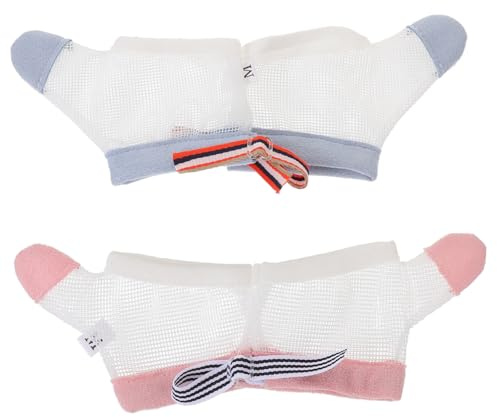 Anti Saughandschuhe für Babys, 2 Paar, Nylon, Weiß, Wiederverwendbar | Atmungsaktives Netzdesign, Schützt vor Kratzen und Handbeißen, für 6 bis 22, 5kg