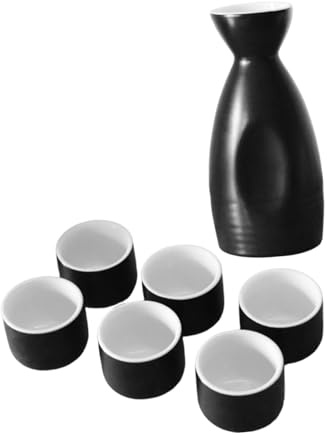 BUGUUYO Ensemble de tasse en pot à vin tasses à vin en céramique tasse de boissons chaudes gobelet à saké gobelets à saki Noir
