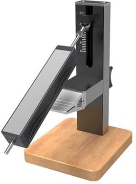 SELVFZ Affilatrice portatile a doppia faccia con design ergonomico per utensili da cucina da campeggio telaio in lega e base in legno di faggio Affilatrice a doppia lama laterale
