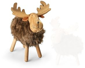 Philippi Jakob Elch, Deko-Figur, Naturholz und Webpelz, Skandinavischer Stil, Winterliche Dekoration, Weihnachtsdekoration (Größe L)