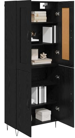 Gecheer Modern Highboard Cabinet for Dining Room - Engineered Wood, Minimalist Design, Large Storage, Metal Accents - Perfect for Organizing Glassware and Linen Model3416140