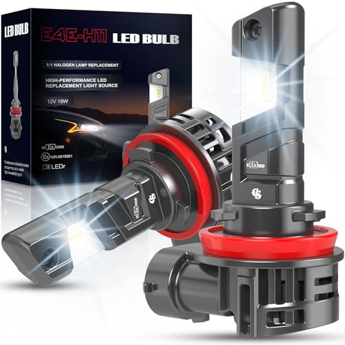 OUSHI H11 LED Scheinwerferlampe mit Straßenzulassung, 800% Helleres Licht 5500K Weiß H11 LED Fernlicht und Abblendlicht UNECE-R37 Zulassung mit E-Zeichen, 2 Stück