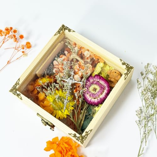 Blumen in Einer Schachtel, Souvenirs für Haustiere, Basteln für Heimwerker, Blumens Dekorationen, Ornamente, Dekorative Artikel für den Innenbereich, Getrocknete Blumen (Orange)