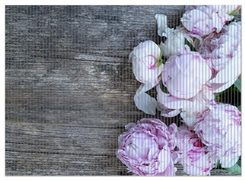 Wallario Duschmatte Antirutschmatte Badmatte Fußmatte Pinke Blumen auf Holz, Größe ca. 90 x 65 cm