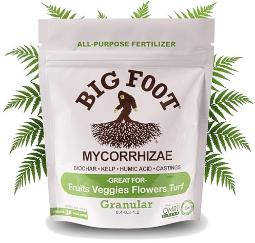 Big Foot Mycorrhizae - Double Your Plant Size, Easy to Use, Made in USA, Treats 30 Plants (7,500 Mycorrhizal Spores) Fertilizer, 4 Ounce Package
