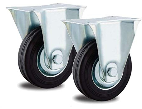 2 Bockrollen 160mm Stahlfelge Voll-Gummi bis 135kg Transport-Rolle Laufrollen Industrierolle