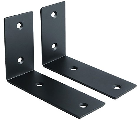 SAYAYO Equerre Etagere Murale Noire, Support Étagère Murale Charge Lourde Industrielle en Acier Inoxydable, Support Angle Brace en L pour Planche, 125 x 85 x 45mm, 2 Pcs